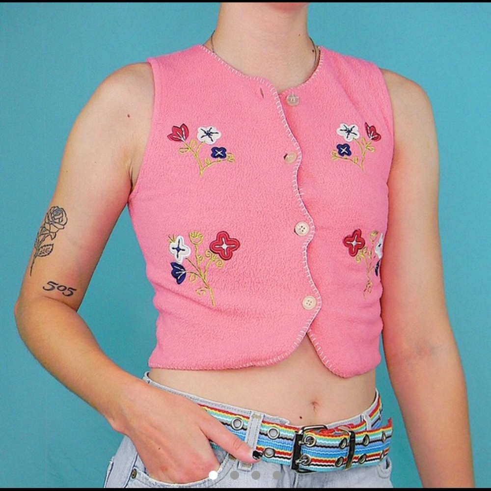 Y2K fleece floral vest